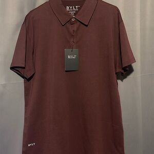 BYLT Men's Drop Cut SS Maroon Polo Shirt, size Large, NWT